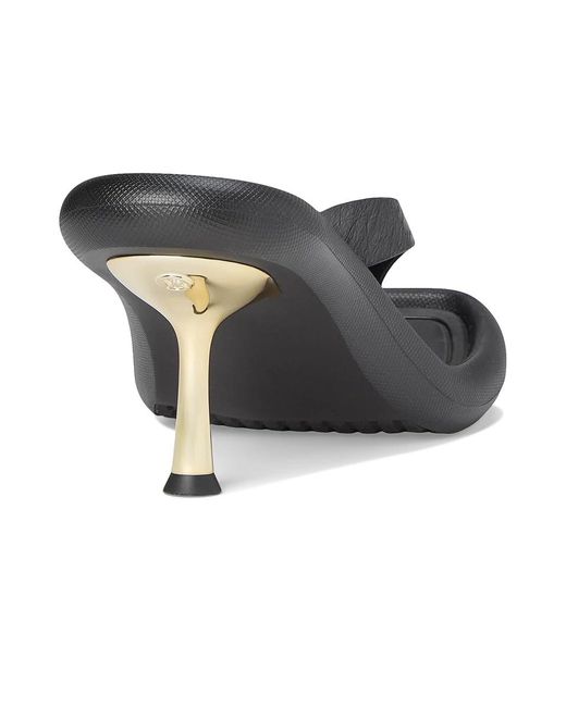 MICHAEL Michael Kors Black Splash Heeled Sandal Wedge Shoes, Leather