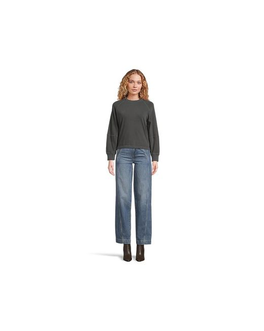 Madewell Black Raglan Crew Neck T-Shirts Heavy Weight Jersy Clothing 2Xs 000) Cotton
