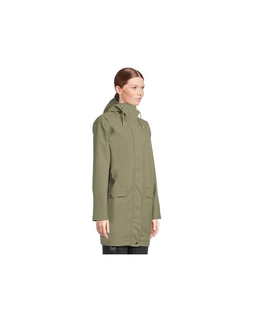 Helly Hansen Green Moss Raincoat Coat, Polyester/Polyurethane