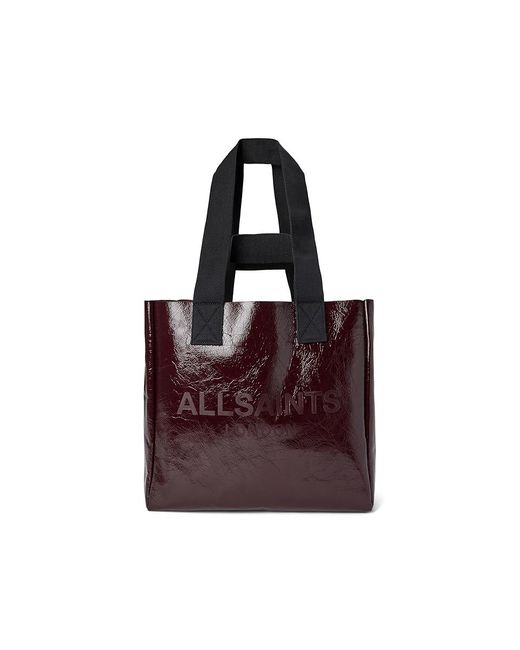 AllSaints Black Izzy Shine Tote Tote Handbags, Cotton/Leather