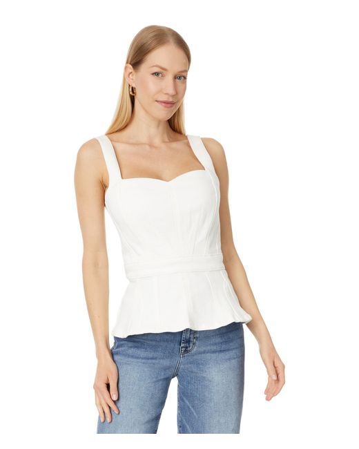 7 For All Mankind White Sweetheart Seamed Top
