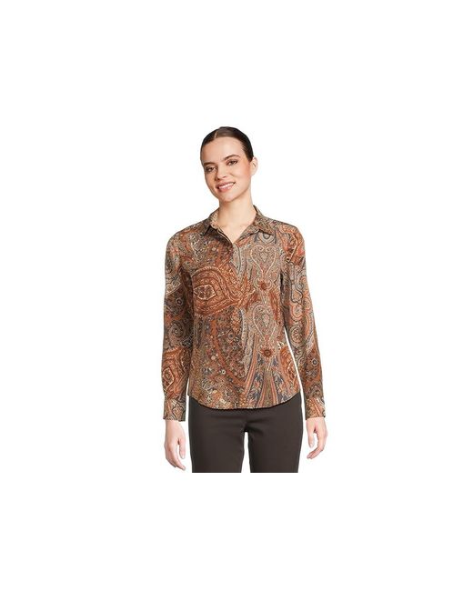 Ralph Lauren Black Classic Fit Paisley Crepe Shirt Clothing, Polyester