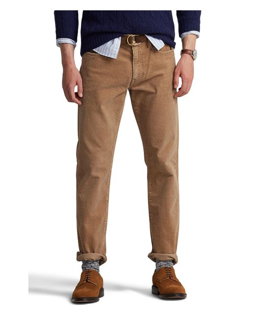 Polo Ralph Lauren Varick Slim Straight Corduroy Pants in Tan (Blue) for ...