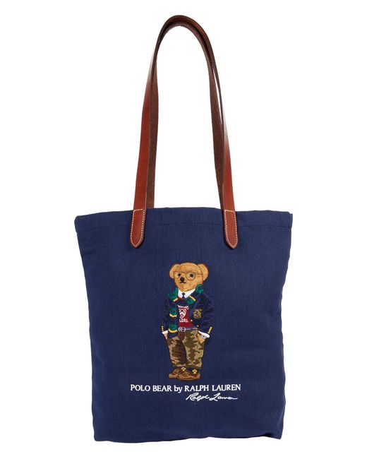 Polo Ralph Lauren Blue Polo Bear Twill Shopper Tote Handbags for men