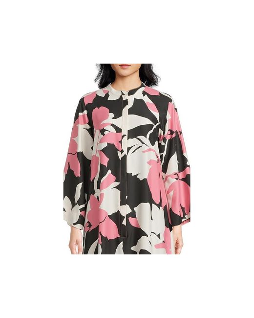 Natori Black Niwashi Zip Caftan Pajama/ Xs 2-4) Polyester/Satin