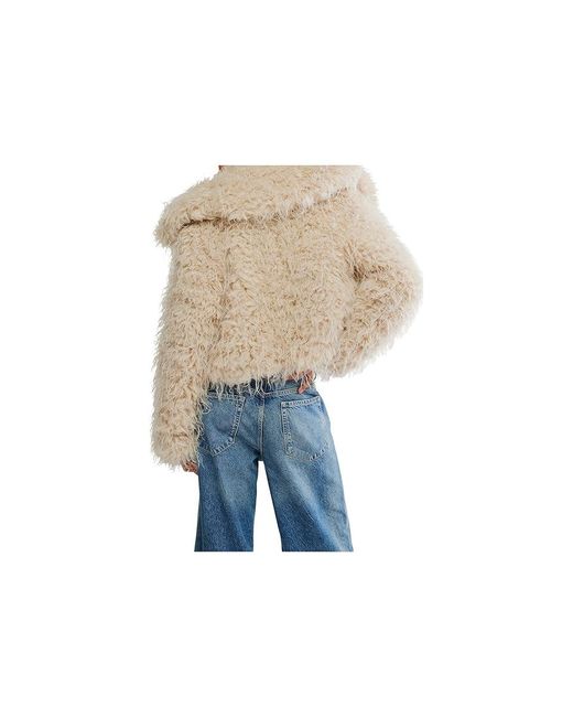 Free People Blue Moonglow Fur Coat Xl 16) Polyester/Wool