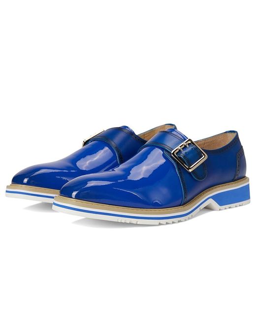 Stacy Adams Blue Bartram Monk Strap Lace Up Wing Tip Shoes, Leather/Synthetic for men