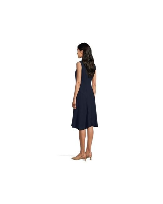 Ralph Lauren Black Faux-Leather-Trim Georgette Dress Dress Lauren/Cuoio, Polyester