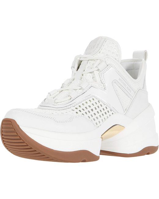 michael kors olympia canvas and leather trainer
