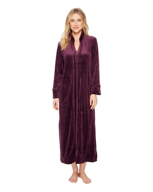 Carole Hochman Purple Velvet Long Zip Robe
