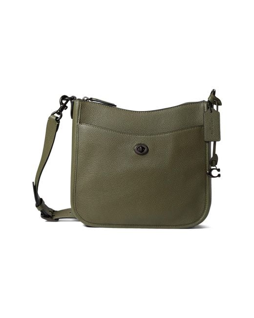 COACH Polished Pebble Leather Chaise Crossbody in Green Lyst