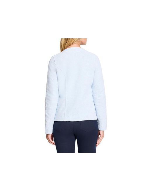 NIC+ZOE Blue Weave Mix Knit Zip Jacket Jacket Xs (Us 0-2) Cotton/Nylon/Polyester