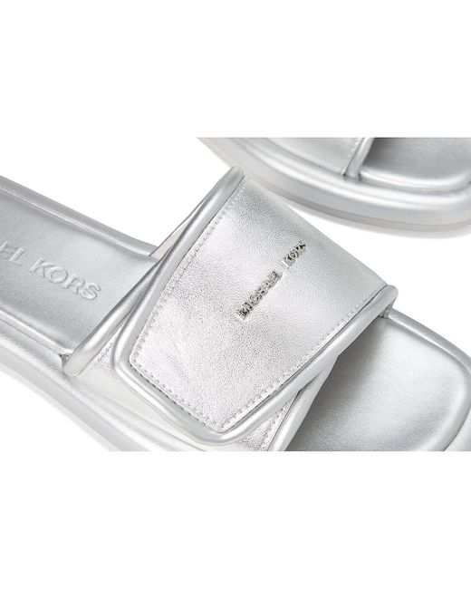MICHAEL Michael Kors White Suki Flat Slide Sandals
