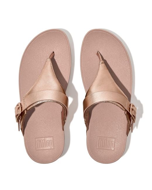 Fitflop Pink Lulu Adjustable Leather Toe Post Sandals