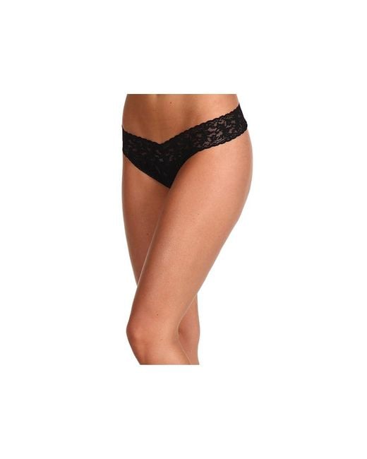Hanky Panky Black Signature Lace Original Rise Thong 3-Pack Underwear/Chai/ Cotton/Lace/Nylon