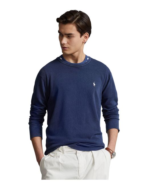 Polo Ralph Lauren Cotton Terry Crew Neck Sweatshirt in Blue for Men | Lyst
