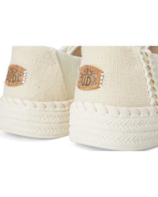HeyDude White Wendy Espadrille Woven Flat Shoes, Cotton