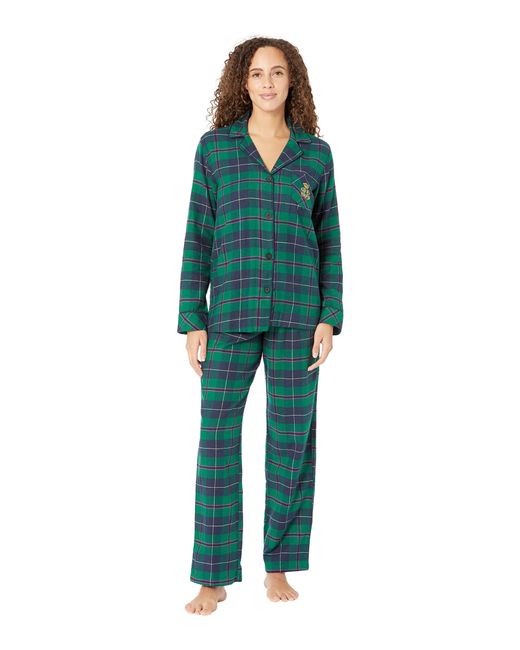 Lauren by Ralph Lauren Long Sleeve Brushed Twill Notch Collar Pj Set in