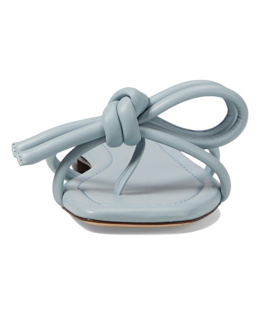 Loeffler Randall Blue Hadley Leather Bow Flat Sandal
