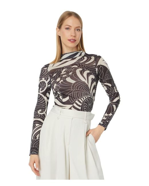 Ted Baker Emberr Grown On Neck Skinny Top in Gray Lyst