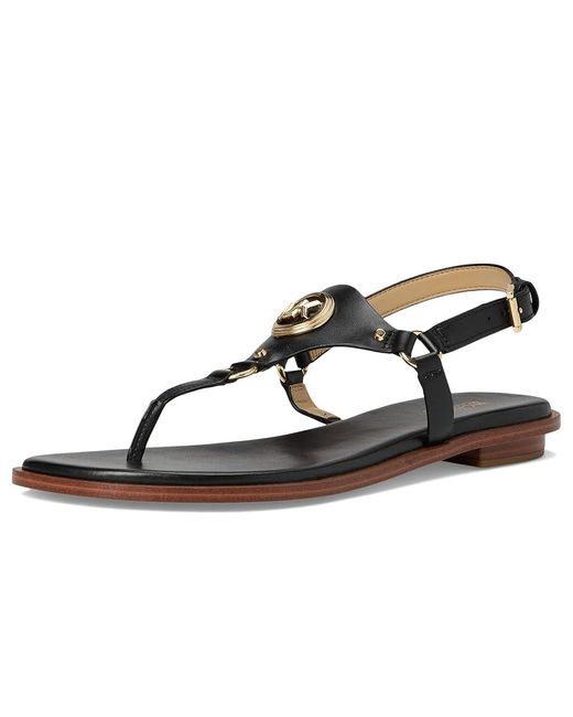 MICHAEL Michael Kors Black Casey Thong Shoes, Leather