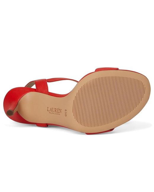Ralph Lauren Red Gwen Nappa Leather Sandals Wedge Shoes 11 B