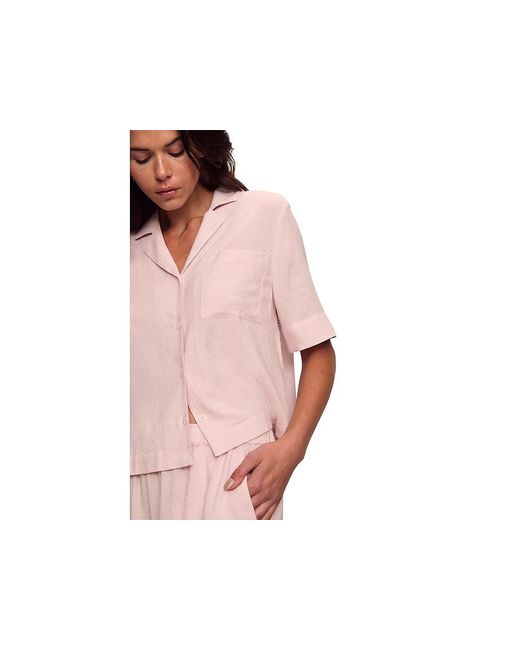 Eberjey Black Nautico Relaxed Short Sleeve Pant Pajama Set Pajama Sets Feeder Stripes Pale Mauve/ Cotton/Viscose