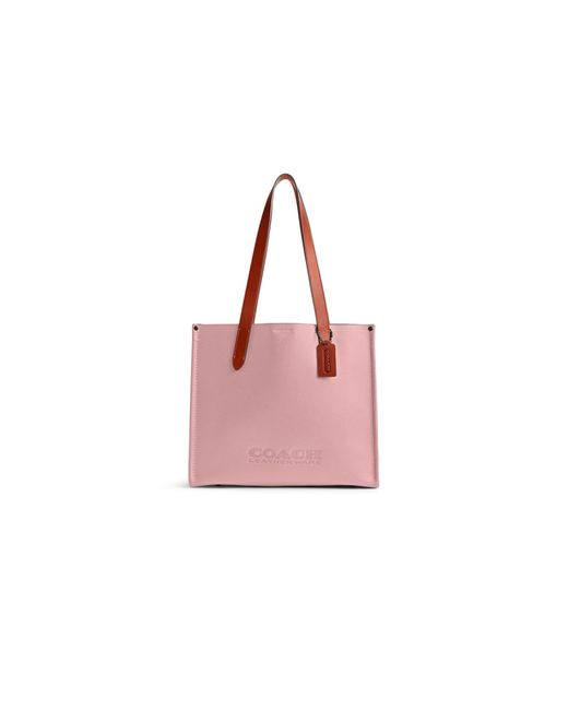 COACH Pink Relay Tote 34 In Pebble Leather for men