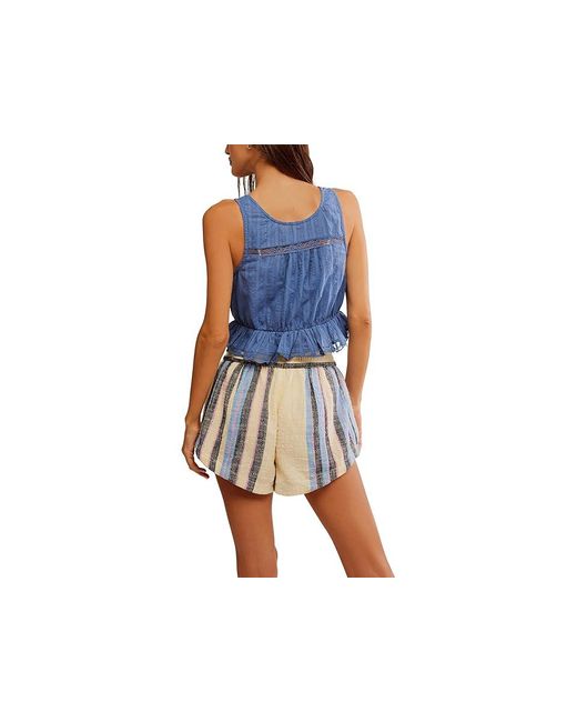 Free People Blue Alana Lace Tank Clothing Lg 12) Cotton