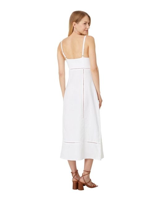 Madewell White Sweetheart Midi Dress In Linen-cotton Blend