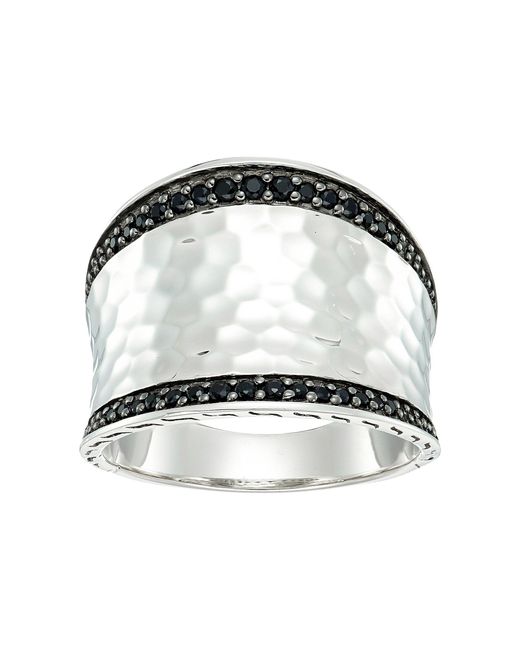 John Hardy Classic Chain Hammered Saddle Ring With Black Sapphire And Spinel
