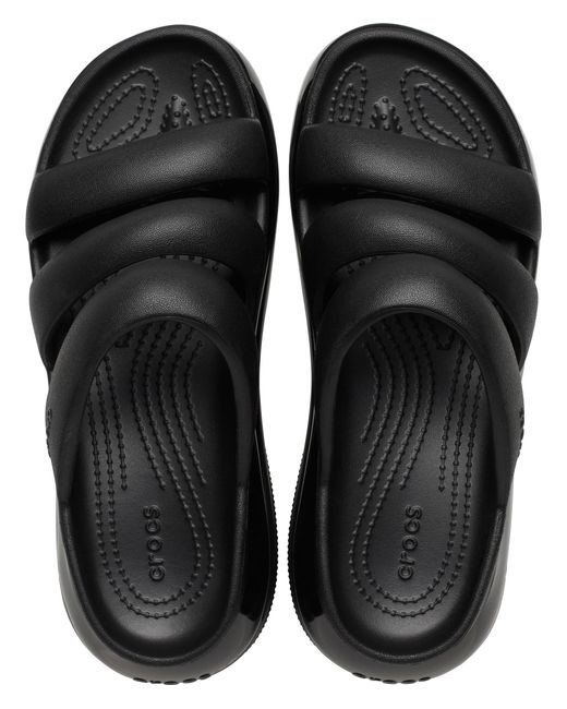 triple strap crocs black