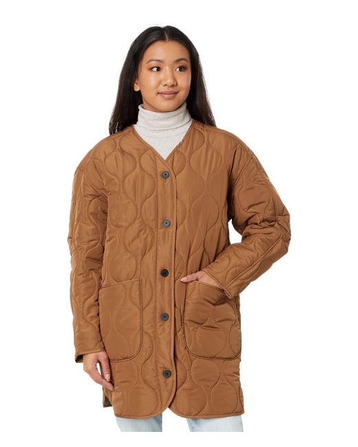 Lucky Brand Reversible Shine Quilted Liner Jacket in Brown Lyst