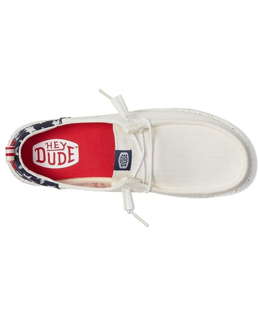 HeyDude White Wendy Funk Americana Stars Flat Shoes/ Blazer, Textile