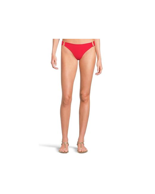 Becca Black Modern Edge Rib Gracie U Buckles Side Hipster Swimwear, Nylon/Spandex
