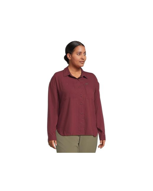 Columbia Red Plus Size Ridge Utilitytm Long Sleeve Shirt Clothing, Polyester
