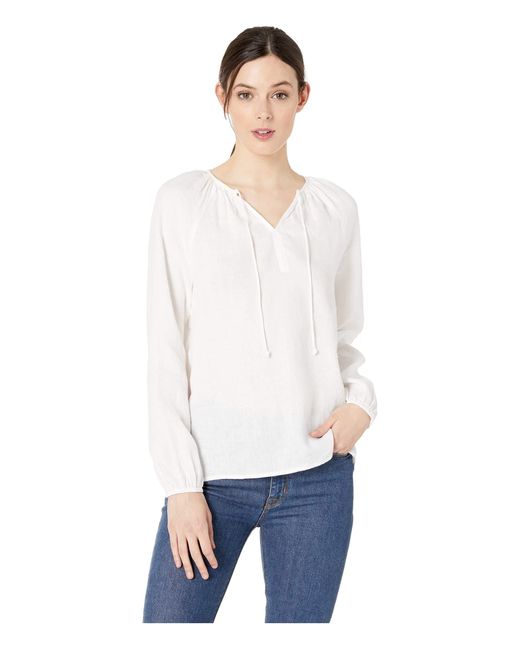 NYDJ Linen Peasant Blouse in White - Save 45% - Lyst