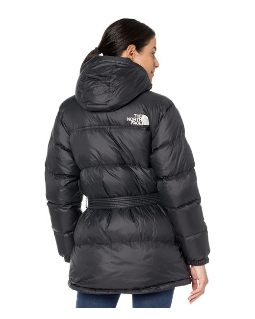 The North Face Nuptse Belted Mid Jacket in Black | Lyst