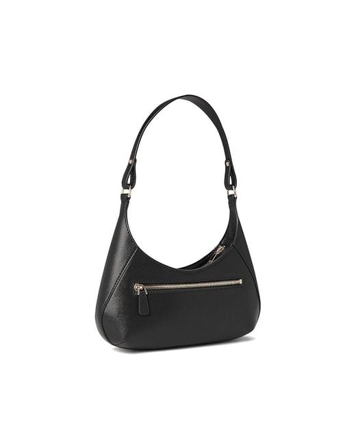Guess Black Mimina Top Zip Shoulder Bag Handbags, Polyester