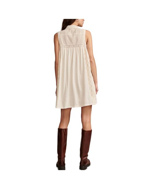Lucky Brand Natural Collared Tiered Dress