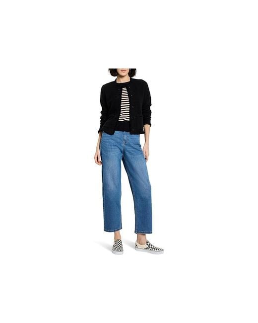 NIC+ZOE Black Fringe Mix Femme Knit Jacket Jacket Lg (Us 12-14) Cotton/Linen/Modal