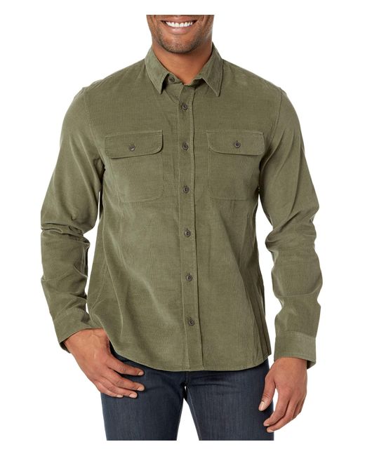 L.L. Bean Signature Microwale Corduroy Shirt Regular in Green for Men | Lyst