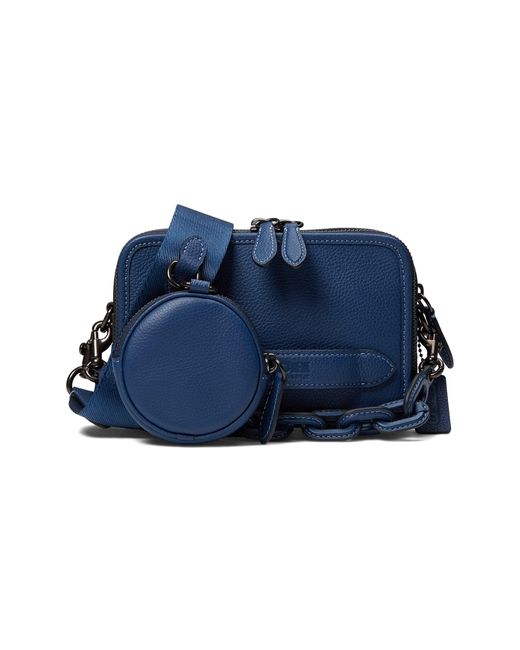 COACH Charter Crossbody In Pebble Leather With Leather Chain in Blue for Men  | Lyst