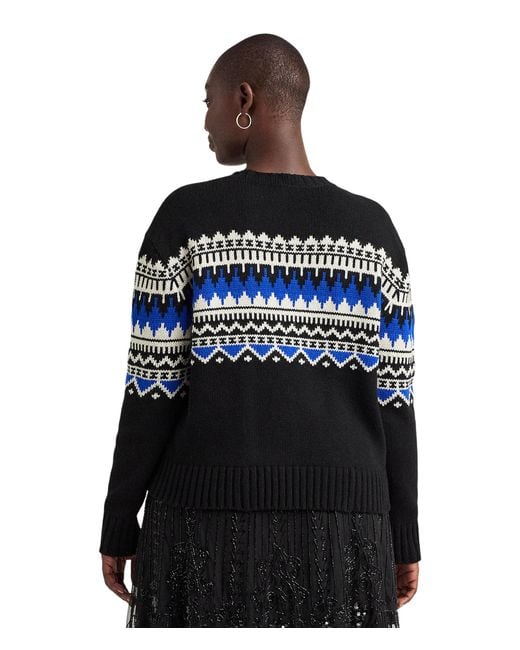 Lauren by Ralph Lauren Plus-size Fair Isle Wool-blend Crewneck Sweater ...