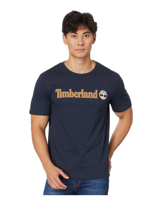Timberland Green Linear Logo Short Sleeve Tee for men