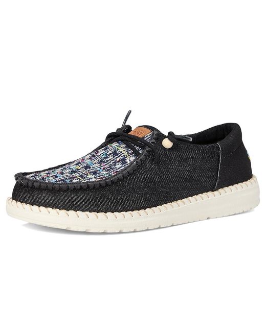 HeyDude Black Wendy Funk Crafted Tweed Shoes, Textile