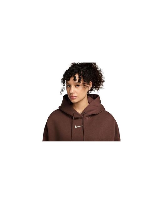 Nike Black Sportswear Phoenix Fleece Over-Oversized Pullover Hoodie Sweatshirt Fauna/Sail Xs (Us 0-2) Cotton/Polyester