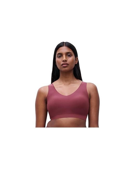 Chantelle Red Softstretch Padded V-Neck Bra Top Bra, Polyamide/Elastane