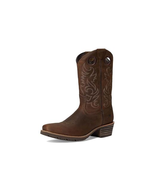 Ariat Brown Hybrid Roughstock Square Toe Cowboy Boot Shoes, Leather for men