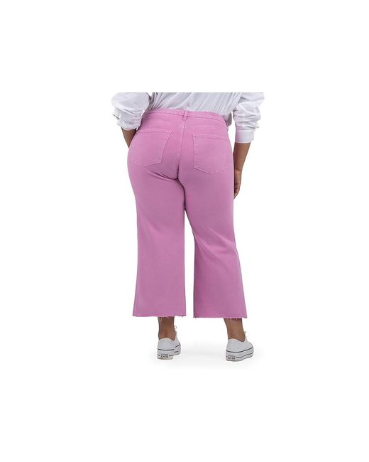 Kut From The Kloth Pink Plus Size Meg High Rise Fab Ab Wide Leg Raw Hem Jeans 16W, Cotton/Denim/Spandex